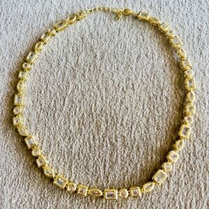 Multi-Shape Bezel Set Clear CZ Stone Tennis Necklace